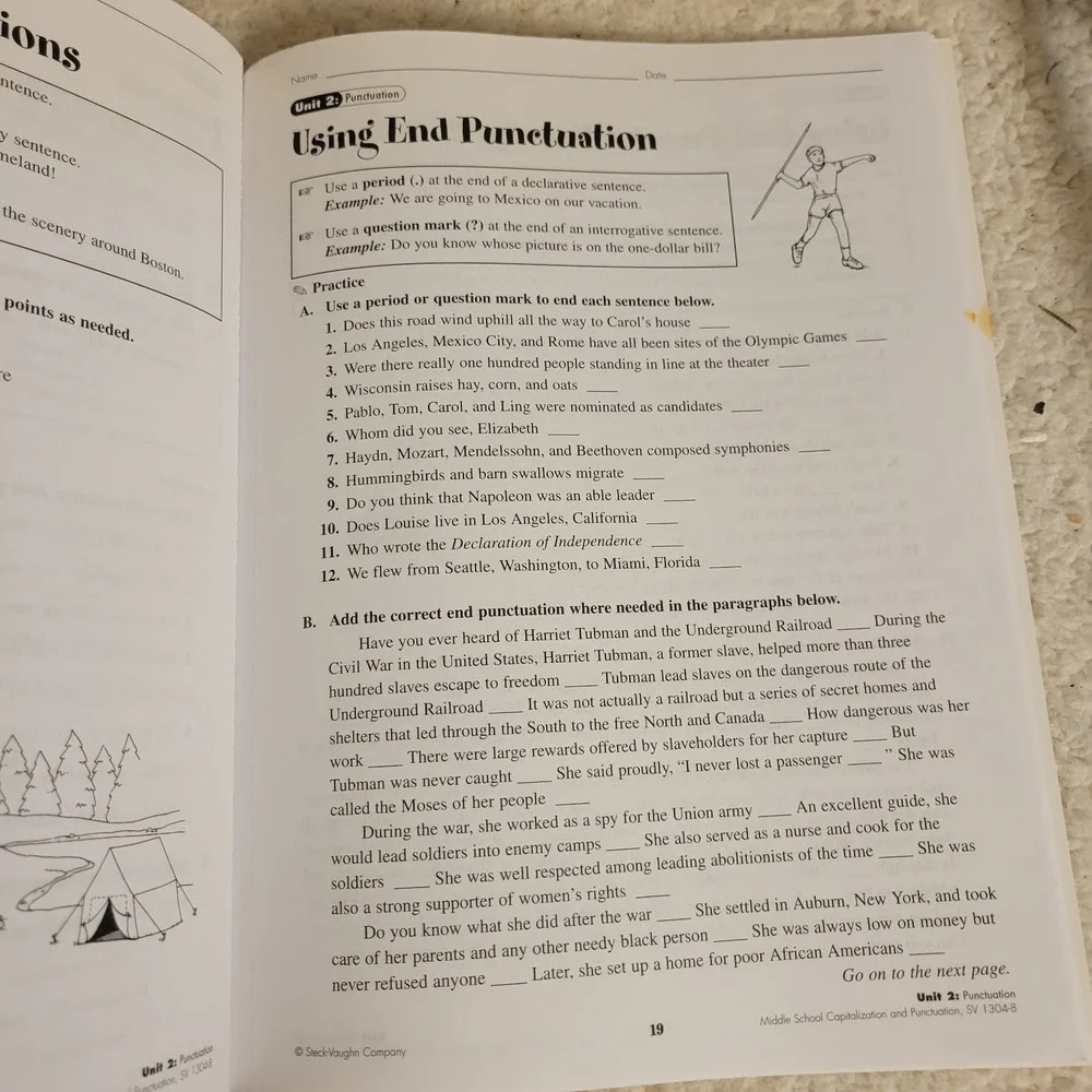 Middle School Capitalization & Punctuation Steck-Vaughn Workbook 46 Pages